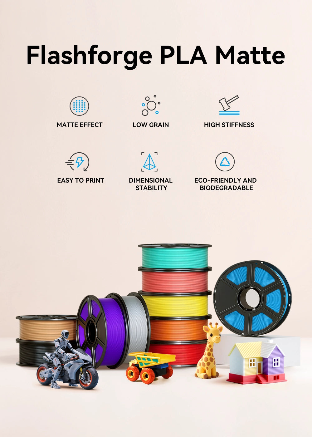 Flashforge PLA Matte 3D Printer Filament