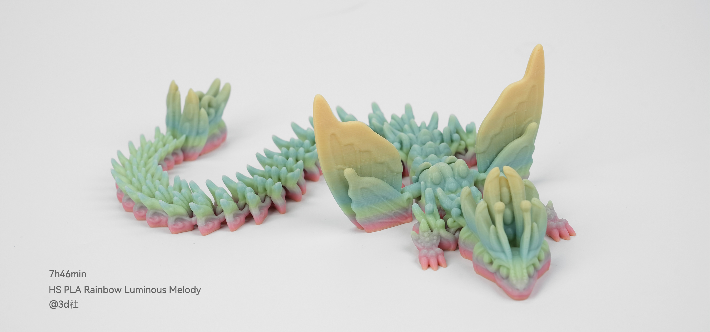 A Dragon Printed with Flashforge HS PLA Rainbow Filament