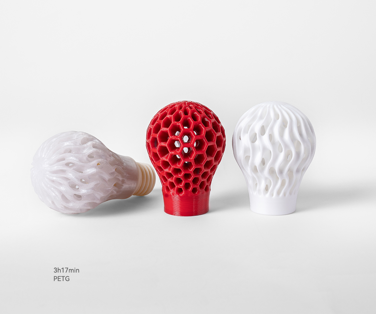 Flashforge Three 3D Printed Bulb in Flashforge HS PLA Rainbow Filament