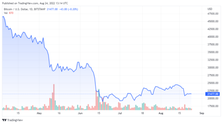 BTCUSD price chart for 08/24/2022 - TradingView